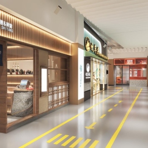 现代美食城过道3D模型下载